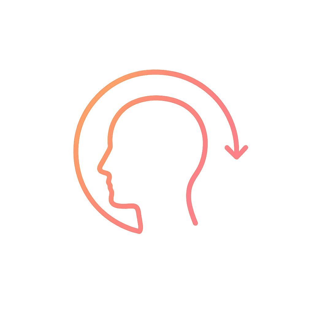 Minimalist gradient outline icon of a 3D CBCT imaging scan, symbolizing orthodontic diagnostics in Dubai
