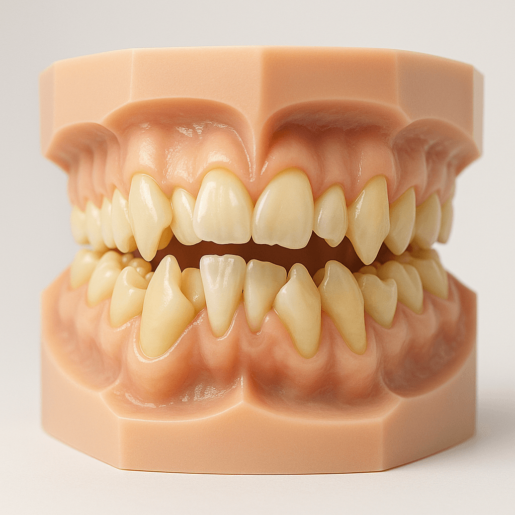 Braces in Dubai | Types, Benefits & Guide by LumiQuest | LumiQuest Dental Circle 3D model of crooked teeth for complex orthodontic cases in Dubai