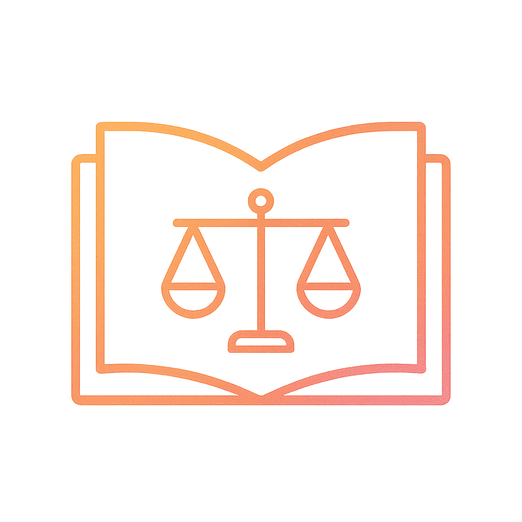 Minimalist gradient outline icon of an open book, symbolizing ethics and transparency in orthodontic care in Dubai.