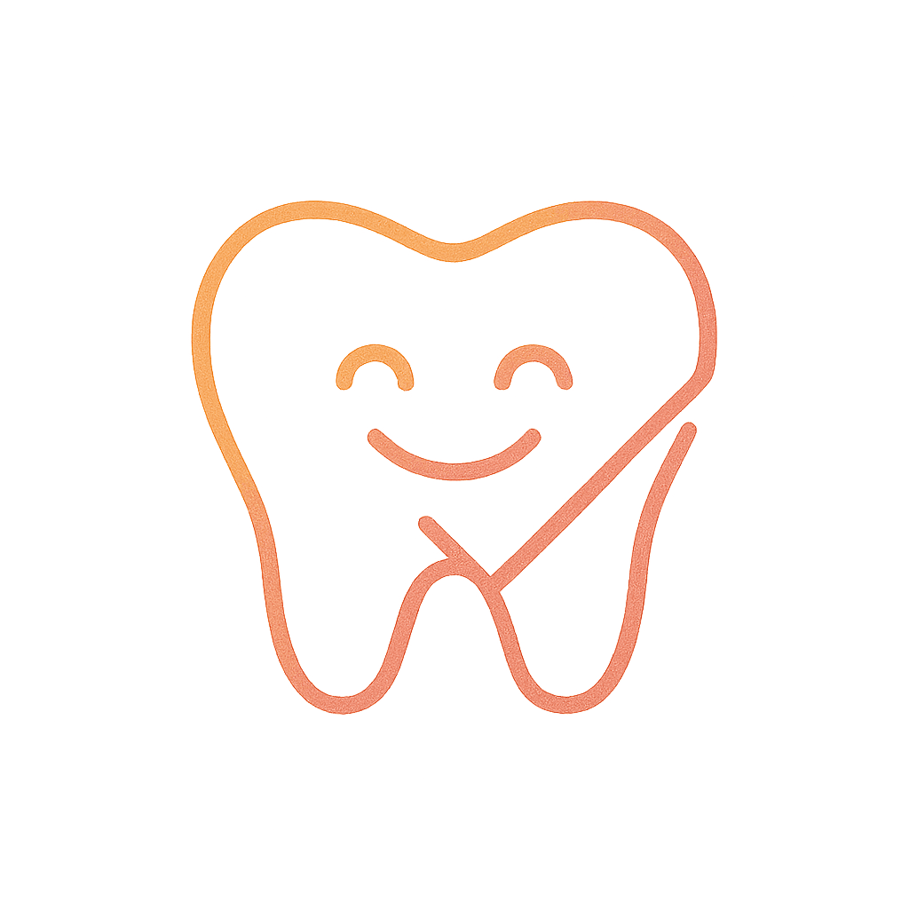 Minimalist gradient outline icon of a smiling tooth with a check mark, symbolizing lasting orthodontic patient outcomes in Dubai.