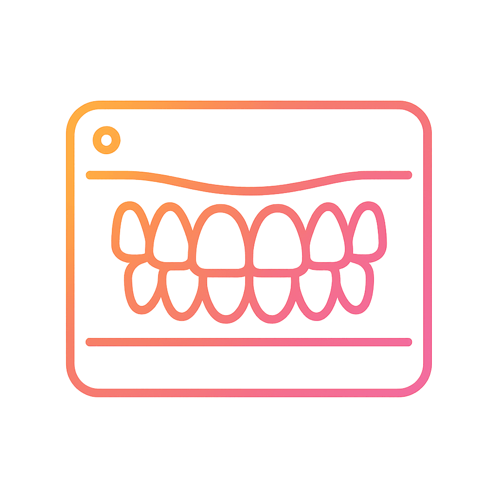 How Much Do Braces Cost in Dubai? Price Guide | LumiQuest Dental Circle Minimalist gradient icon of an orthodontic X-ray, representing treatment inclusions like scans and diagnostics in Dubai braces cost