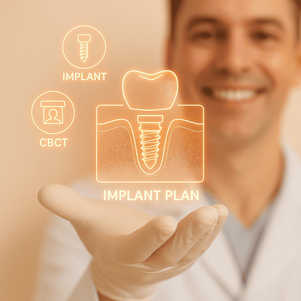 Illustration of same day dental implant treatment plan workflow in Dubai