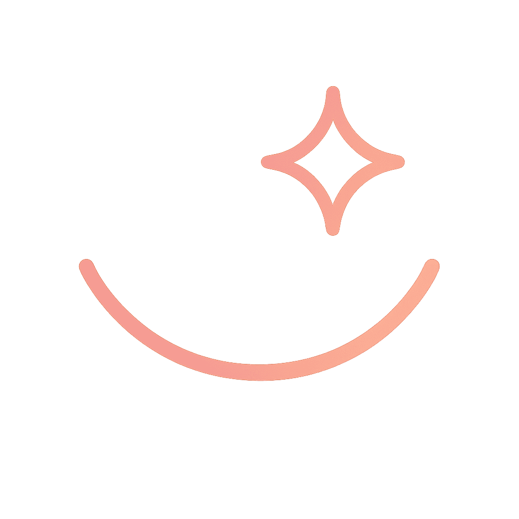 Best Dental Veneers in Dubai — How to Define True Quality | LumiQuest Dental Circle Gradient outline icon of a curved smile line with a small sparkle above it, symbolizing natural translucency, freshness, and balanced shade harmony.
