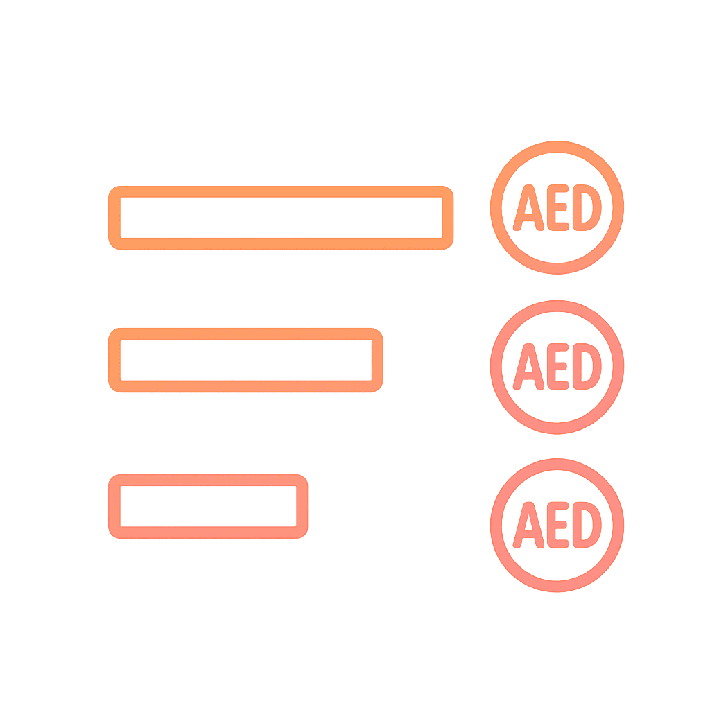 أيقونة بسيطة بخط خارجي متدرّج تُظهر ثلاثة أشرطة أفقية مع رموز الدرهم، تمثّل نطاقات تكلفة واضحة لقلع الأسنان البسيط والجراحي وقلع ضرس العقل.