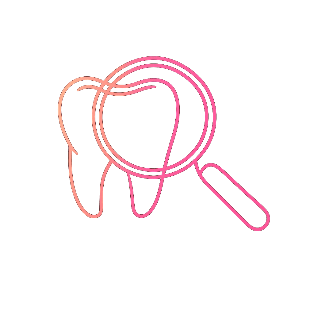 Minimalist gradient outline icon representing independent evaluation and guided denture planning.