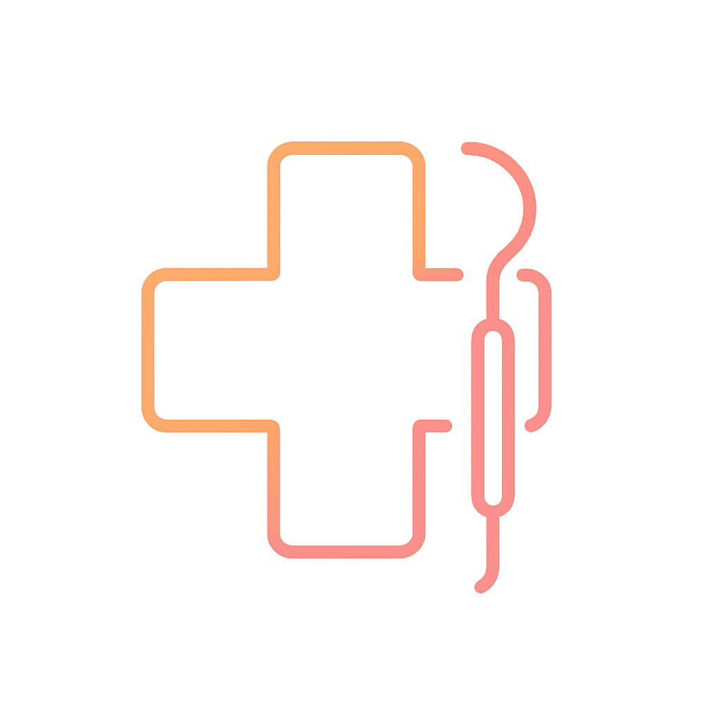 Oral Surgeon in Dubai — Expert Surgical Care for Complex Dental Issues | LumiQuest Dental Circle أيقونة بخطوط خارجية متدرجة لصليب طبي.